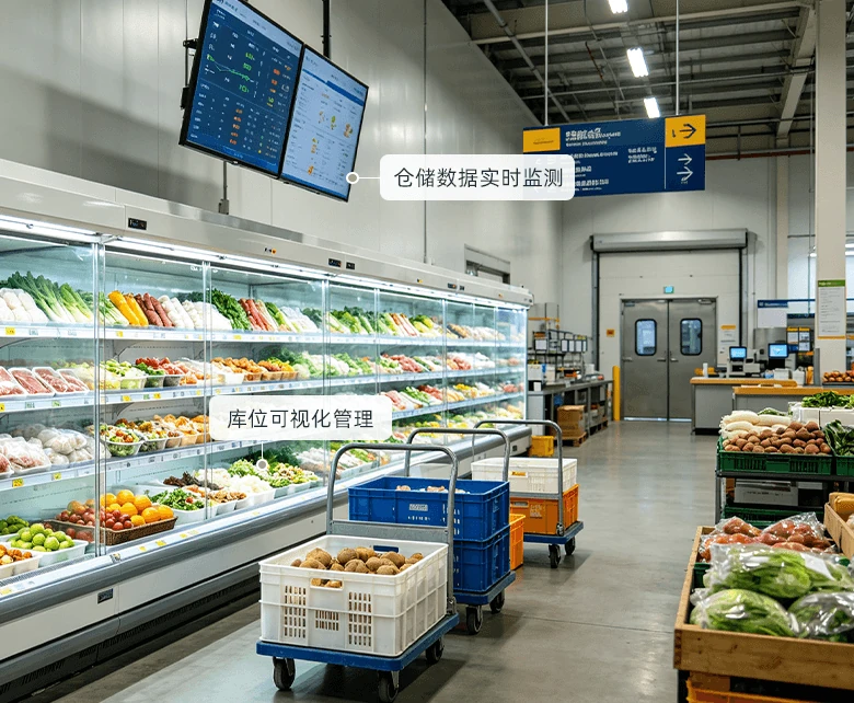 会员营冷链仓储配送中心经营场景示意图：展示会员等级、积分兑换与时段促销