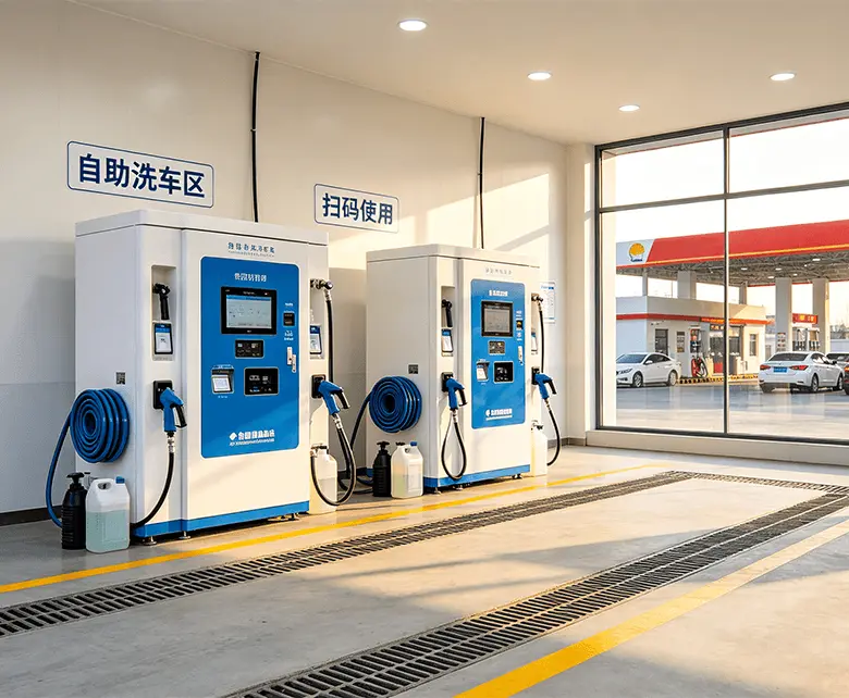 加油站超市自助洗车增值服务场景示意图