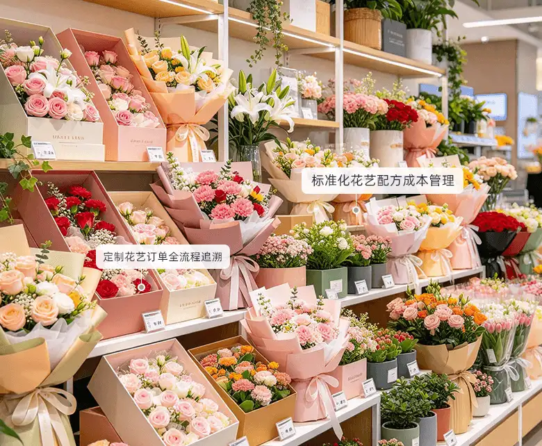 鲜花绿植超市花艺加工礼盒场景示意图