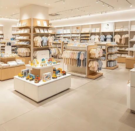 母婴童装服饰鞋品&玩具车床经营场景示意图：展示童装的溯源管理与效期管控