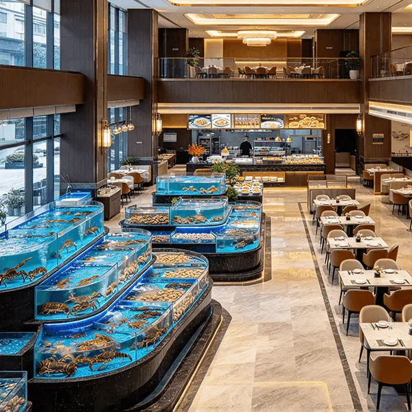 海鲜酒楼连锁门店海鲜池、包厢与宴会厅