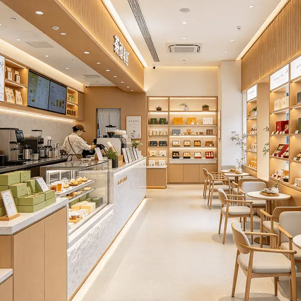中型茶饮连锁门店吧台制作区与点单区